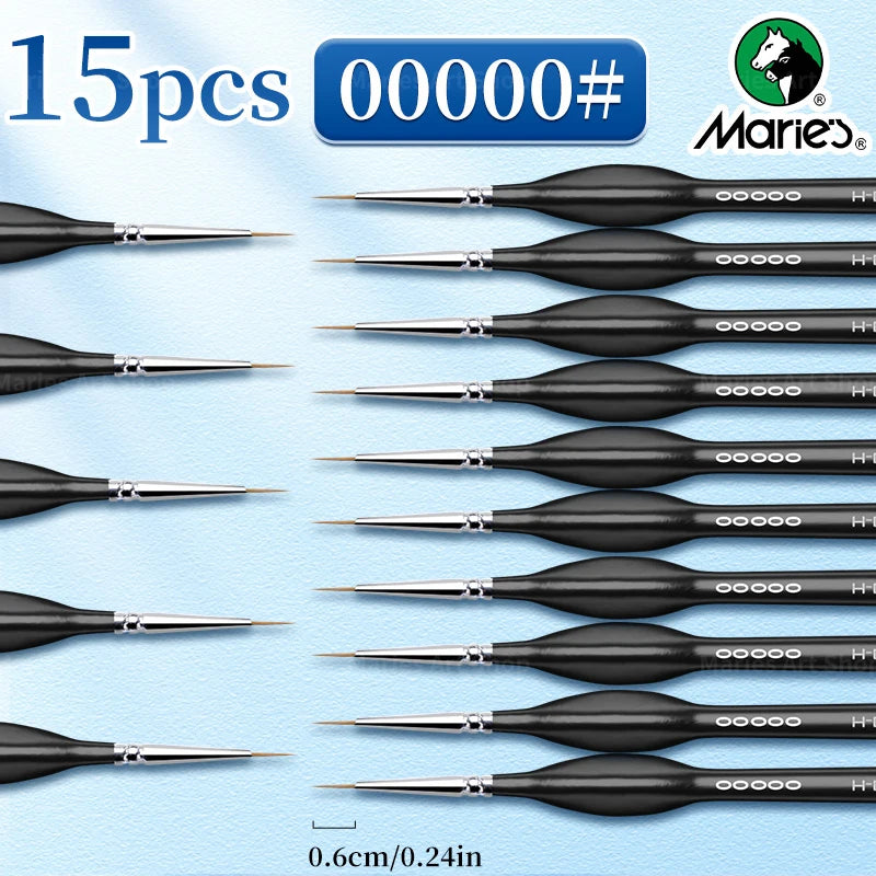 15pcs Marie's Detail Paintbrushes Set,Miniature Thin Tiny Paint Brush Kit for Acrylic Painting for Crafts,Number by Painting