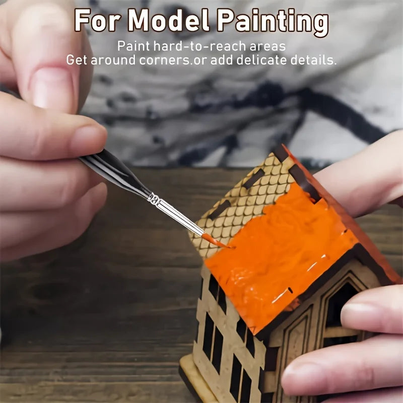 11pcs Precision Paint Brush Set for Fine Detail - Durable Miniature Brushes with Micro Tips for Warhammer 40K, Model & Art Paint