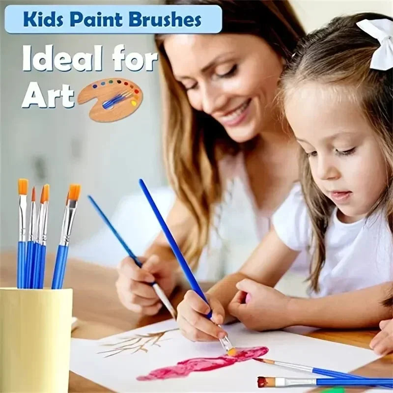 5-200pcs Paint Brushes Set for Kids Acrylic with Flat Round Pointed Paint Brushes Craft Watercolor Oil Painting Brushes