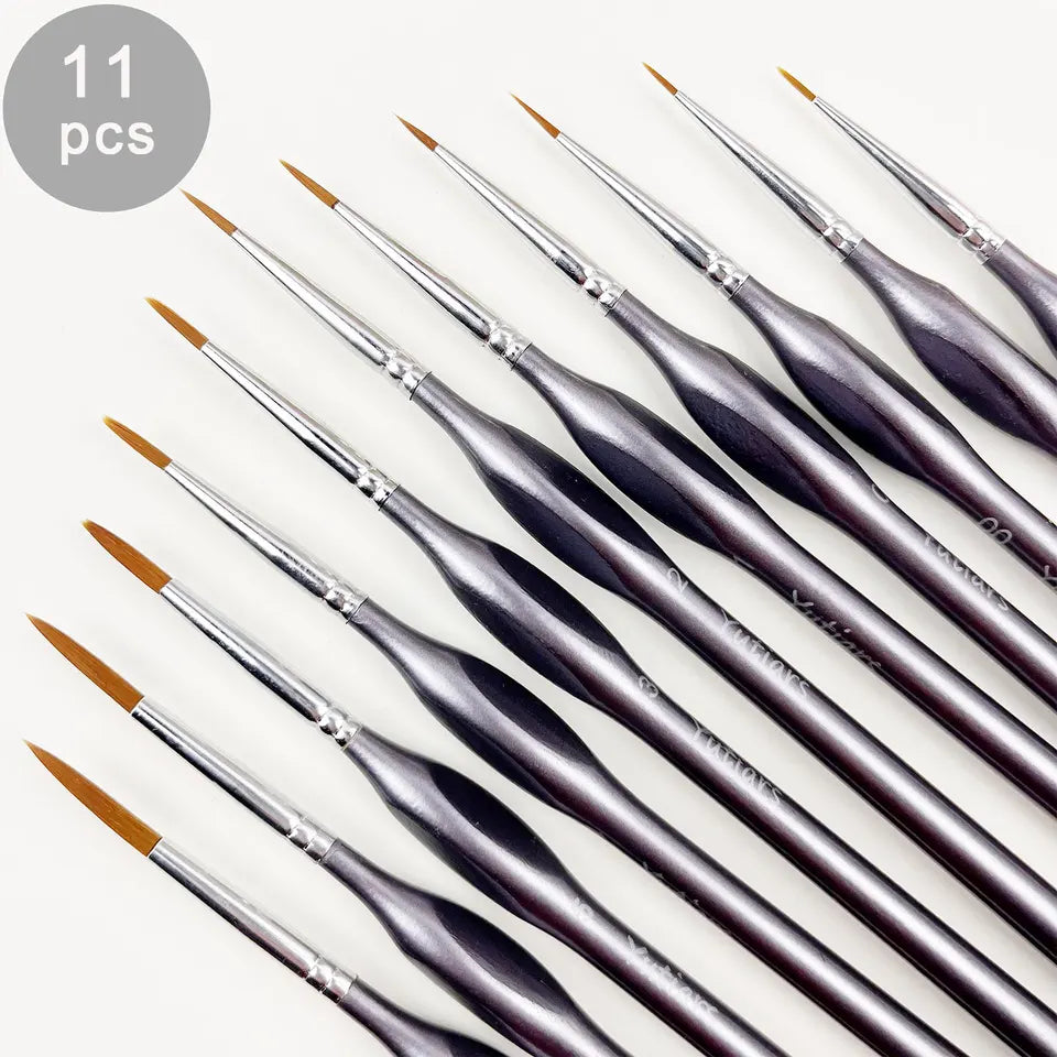 11pcs Acrylic Miniature Paint Brushes with Triangular Handles Watercolor Digital Oil Painting Pen Nylon Wool High-Quality