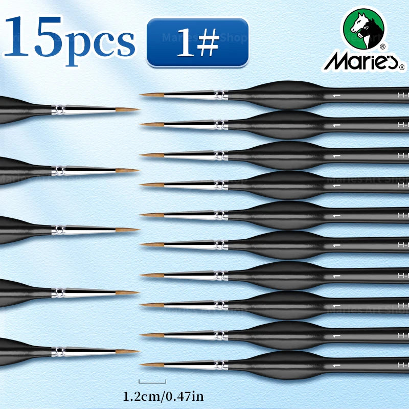 15pcs Marie's Detail Paintbrushes Set,Miniature Thin Tiny Paint Brush Kit for Acrylic Painting for Crafts,Number by Painting