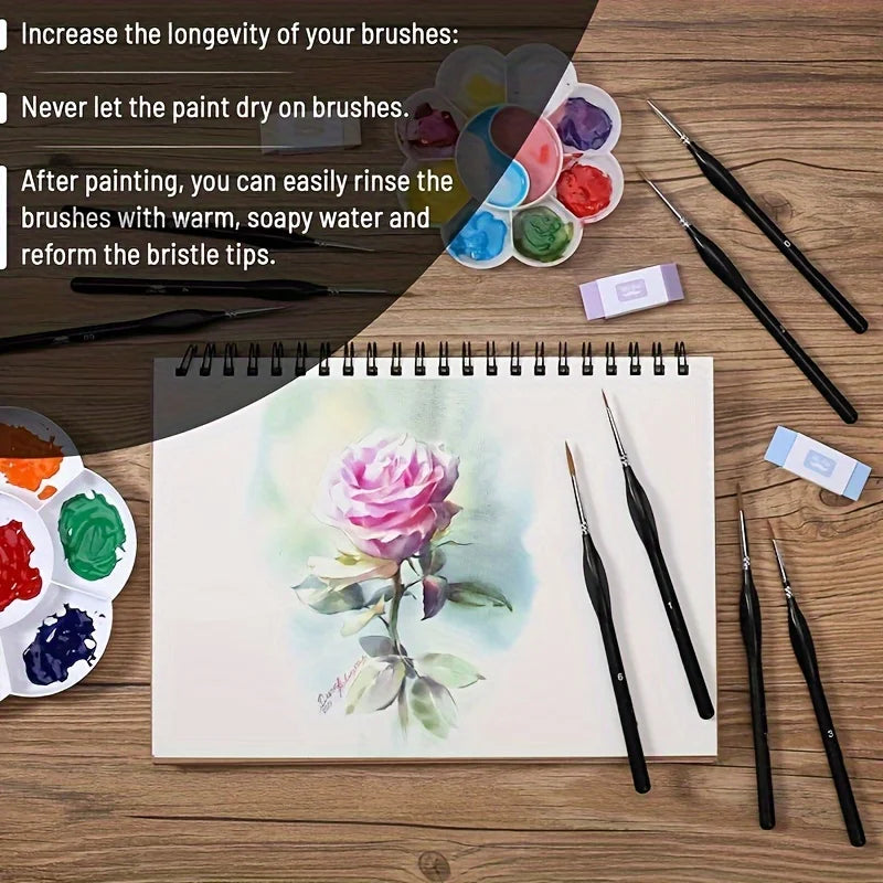 11pcs Precision Paint Brush Set for Fine Detail - Durable Miniature Brushes with Micro Tips for Warhammer 40K, Model & Art Paint