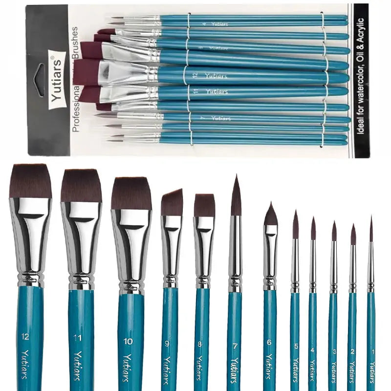 12PCS Face Paint Brushes, Artist Acrylic Paint Brush Set for Face Body Shoe Painting, Ideal for Cosplay Party Stage Makeup