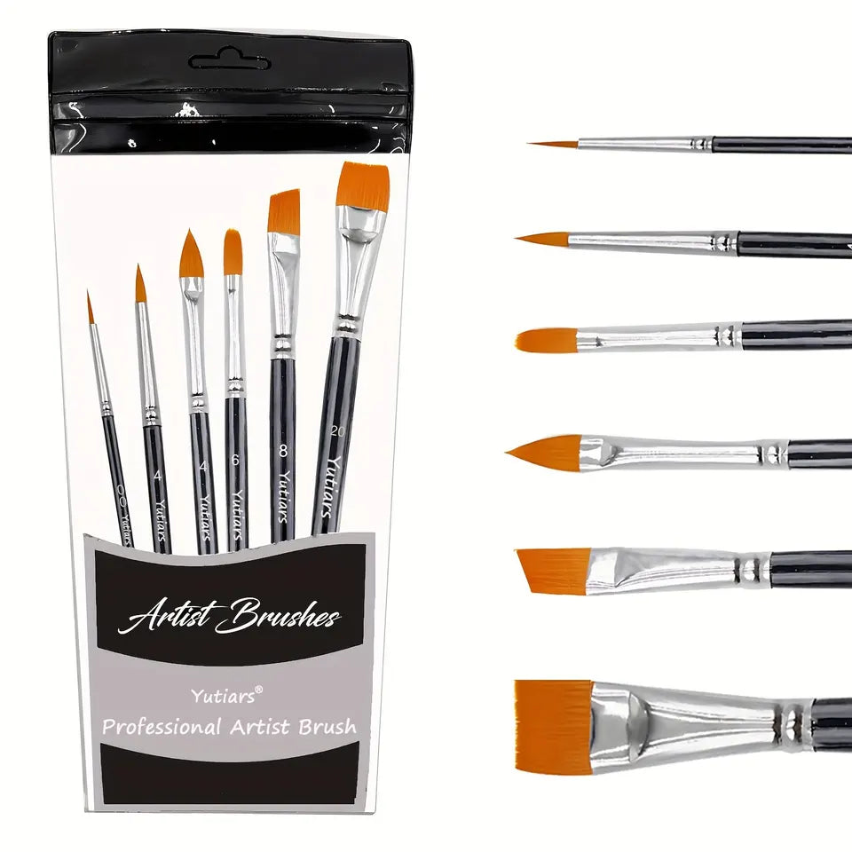 6 pcs Face Paint Brush Set Professional Quality Brush For Face Painting Watercolor Acrylic Oil Painting Nail Art