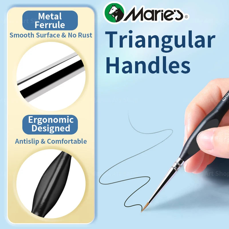 15pcs Marie's Detail Paintbrushes Set,Miniature Thin Tiny Paint Brush Kit for Acrylic Painting for Crafts,Number by Painting