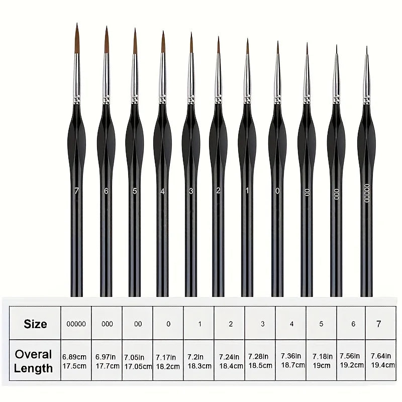 11pcs Precision Paint Brush Set for Fine Detail - Durable Miniature Brushes with Micro Tips for Warhammer 40K, Model & Art Paint