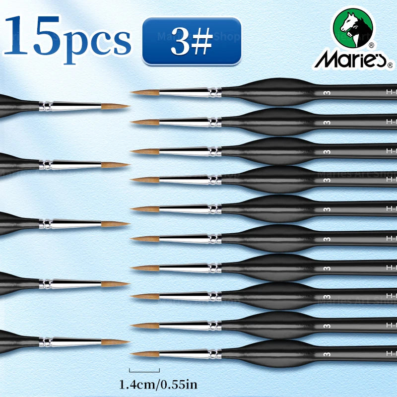 15pcs Marie's Detail Paintbrushes Set,Miniature Thin Tiny Paint Brush Kit for Acrylic Painting for Crafts,Number by Painting