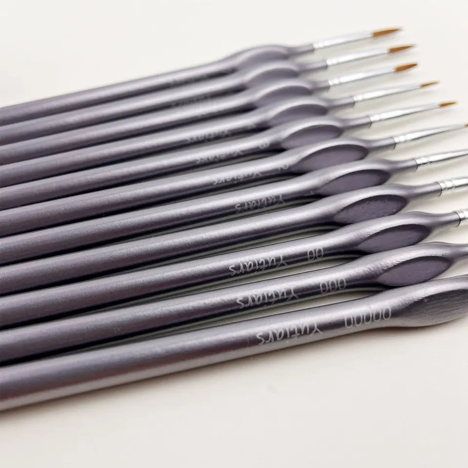 11pcs Acrylic Miniature Paint Brushes with Triangular Handles Watercolor Digital Oil Painting Pen Nylon Wool High-Quality