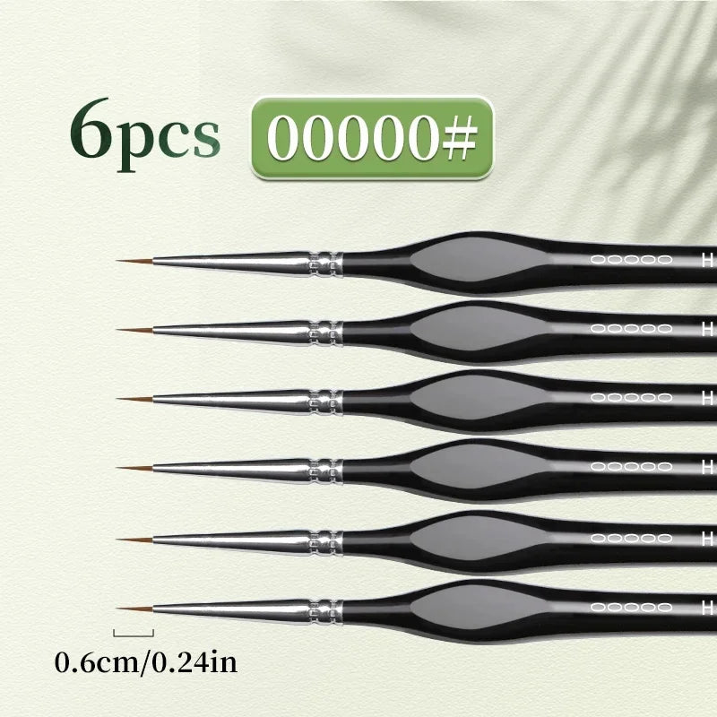 00000 Fine Tip Paint Brush Set for Acrylic, Models, Mini  Miniature Detail , Nylon Hair Thin Extra Fine Paintbrushes
