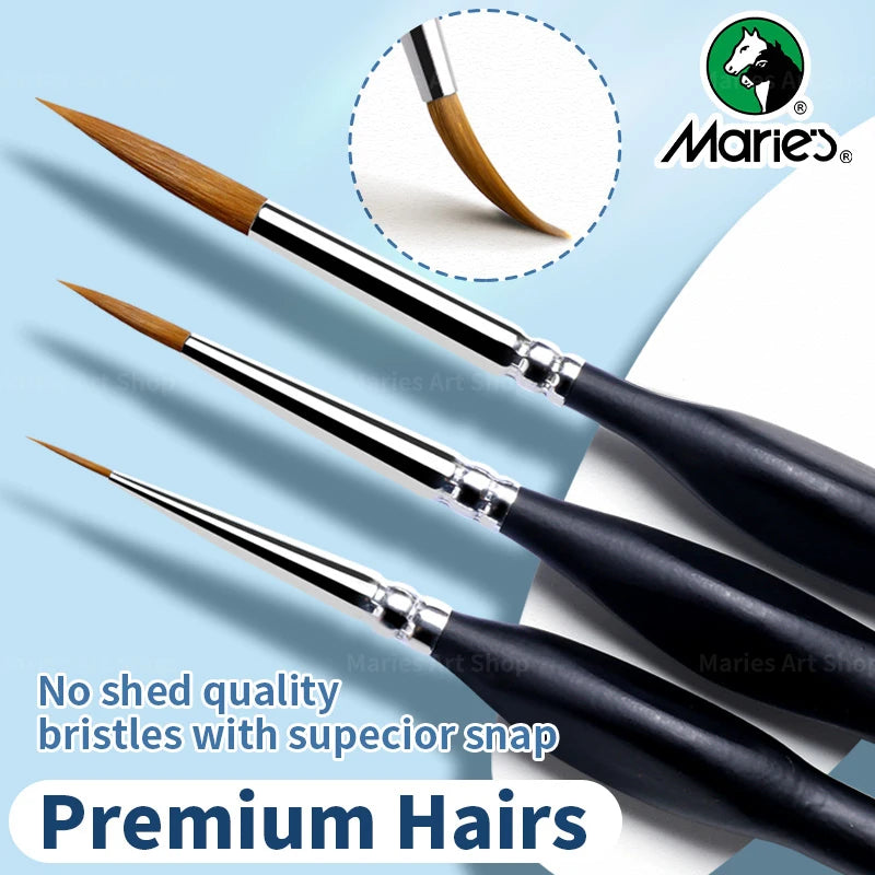 15pcs Marie's Detail Paintbrushes Set,Miniature Thin Tiny Paint Brush Kit for Acrylic Painting for Crafts,Number by Painting