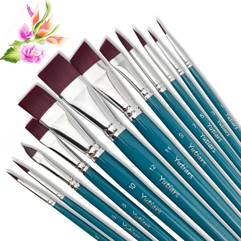 12PCS Face Paint Brushes, Artist Acrylic Paint Brush Set for Face Body Shoe Painting, Ideal for Cosplay Party Stage Makeup