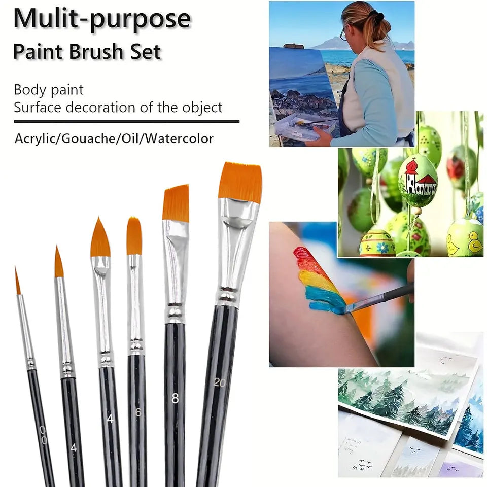 6 pcs Face Paint Brush Set Professional Quality Brush For Face Painting Watercolor Acrylic Oil Painting Nail Art