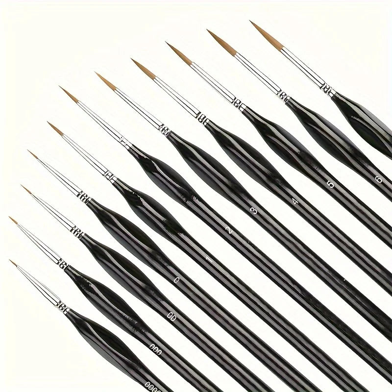 11pcs Precision Paint Brush Set for Fine Detail - Durable Miniature Brushes with Micro Tips for Warhammer 40K, Model & Art Paint