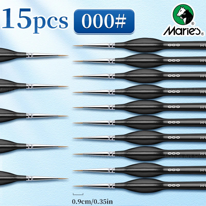 15pcs Marie's Detail Paintbrushes Set,Miniature Thin Tiny Paint Brush Kit for Acrylic Painting for Crafts,Number by Painting