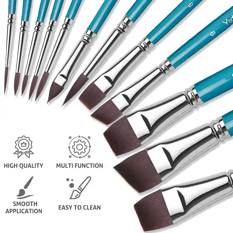 12PCS Face Paint Brushes, Artist Acrylic Paint Brush Set for Face Body Shoe Painting, Ideal for Cosplay Party Stage Makeup