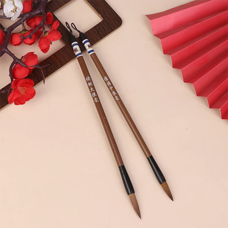 6Pcs Chinese White Clouds Bamboo Wolf Hair Calligraphy Brush For Practice And Painting