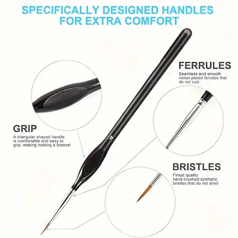 11pcs Precision Paint Brush Set for Fine Detail - Durable Miniature Brushes with Micro Tips for Warhammer 40K, Model & Art Paint