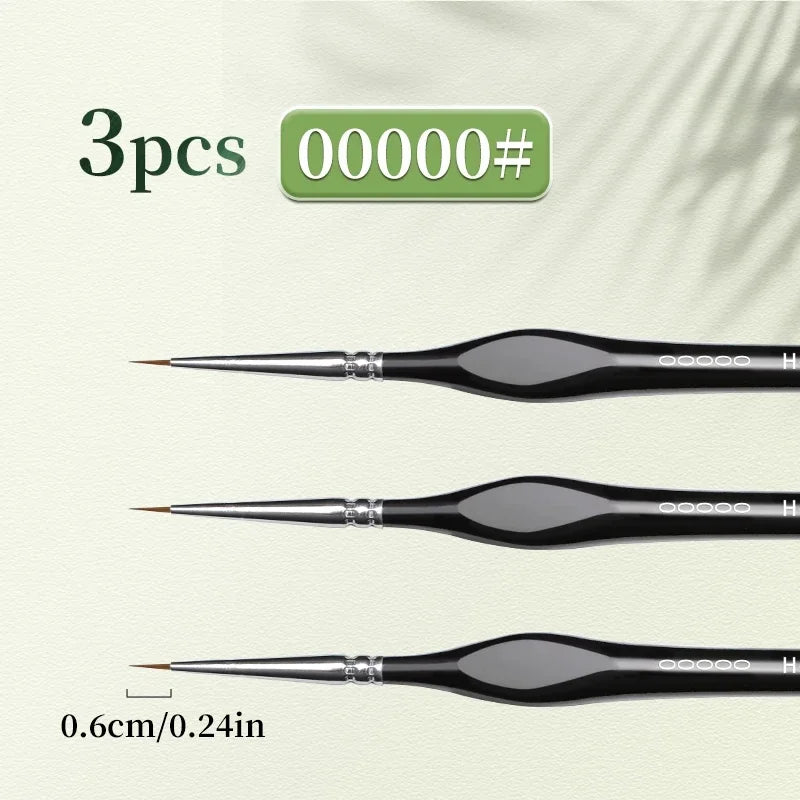 00000 Fine Tip Paint Brush Set for Acrylic, Models, Mini  Miniature Detail , Nylon Hair Thin Extra Fine Paintbrushes