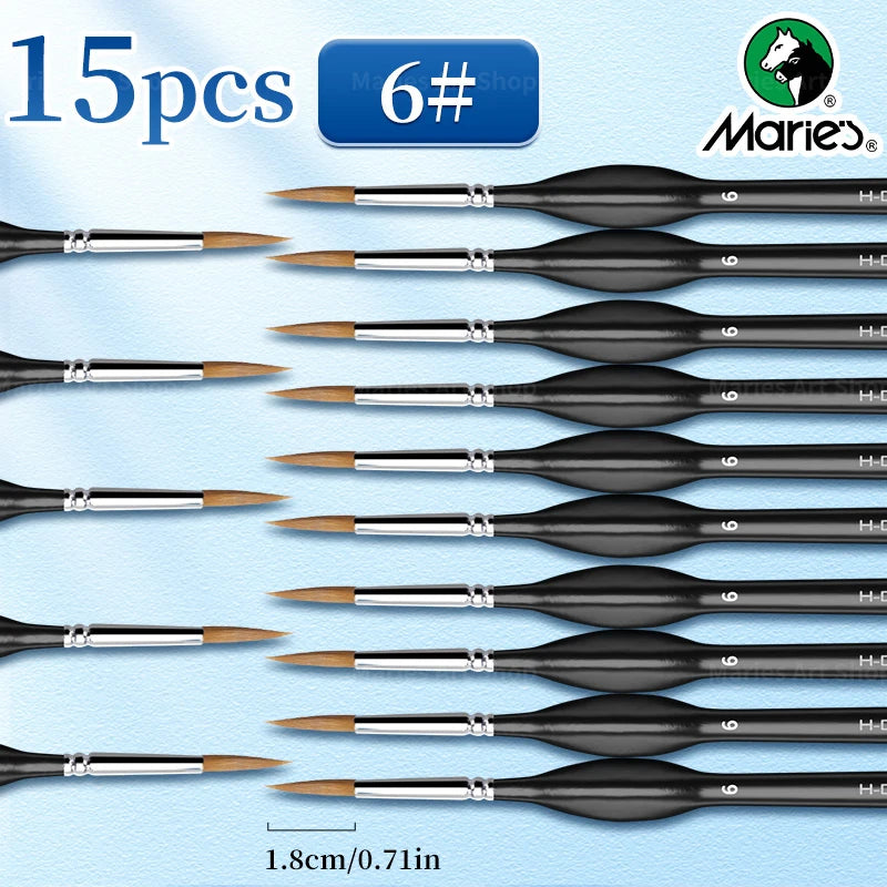 15pcs Marie's Detail Paintbrushes Set,Miniature Thin Tiny Paint Brush Kit for Acrylic Painting for Crafts,Number by Painting