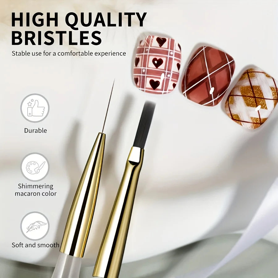 1pc French Nail Art Brush Tartan Line Stripe Grid Pattern Drawing Pen for DIY UV Gel Extension Painting Supplies Manicure Tool